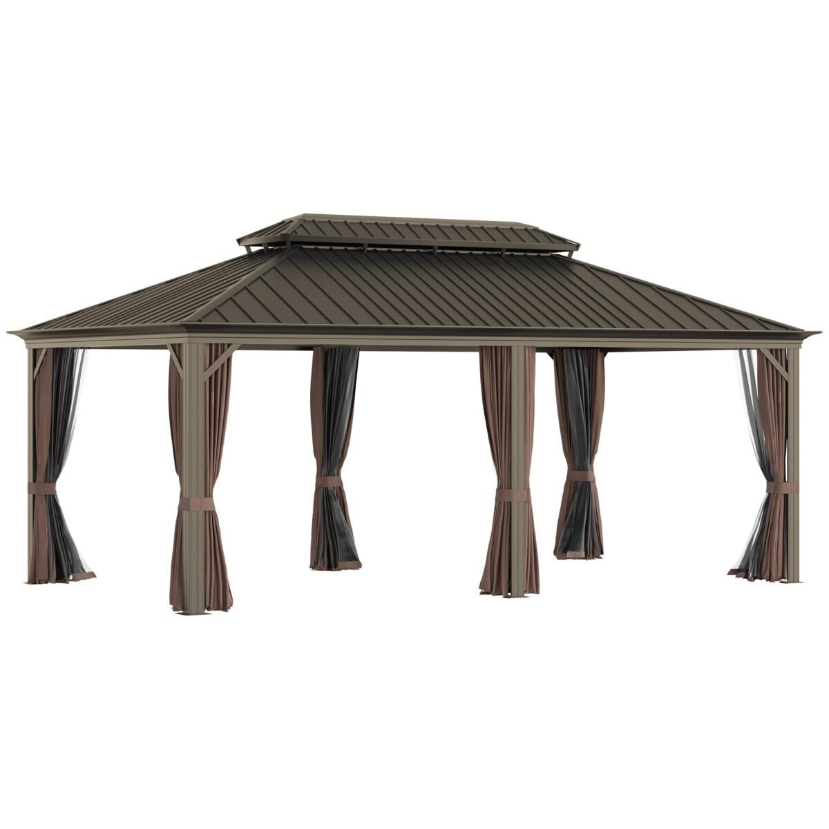 Sunmthink 12×20 ft Hardtop Gazebo with Double Roof image 0