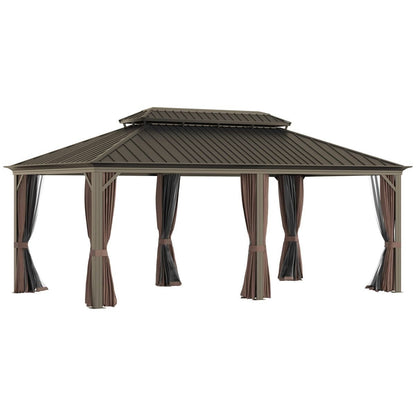 Sunmthink 12×20 ft Hardtop Gazebo with Double Roof image 0
