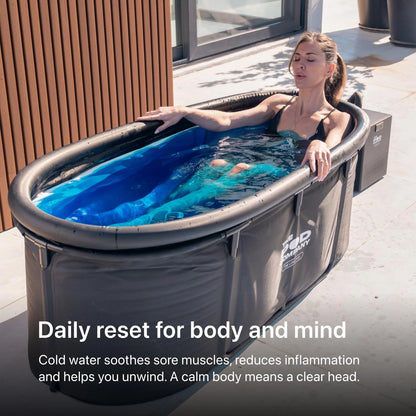 The Pod Company Long Pod Cold Plunge – 126-Gallon Extra-Large Inflatable Ice Bath Tub for Cold Water Therapy – Full-Body Stretch Design, Insulated & Water Chiller Compatible image 4