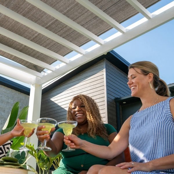 14×10 Windham Modern Steel Pergola With Sail Shade Soft Canopy image 12