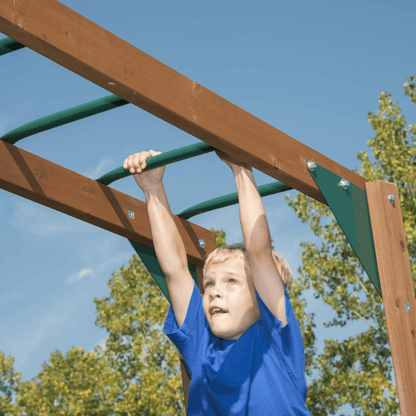 Knightsbridge Plus Complete Wooden Outdoor Playset with Monkey Bars, Slide, Rock Wall and Swing Set Accessories image 3