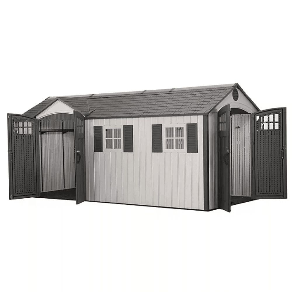 Lifetime 8′ x 17.5′ Outdoor Storage Shed Dual Entry, Tan image 7
