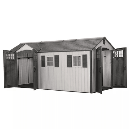 Lifetime 8′ x 17.5′ Outdoor Storage Shed Dual Entry, Tan image 7
