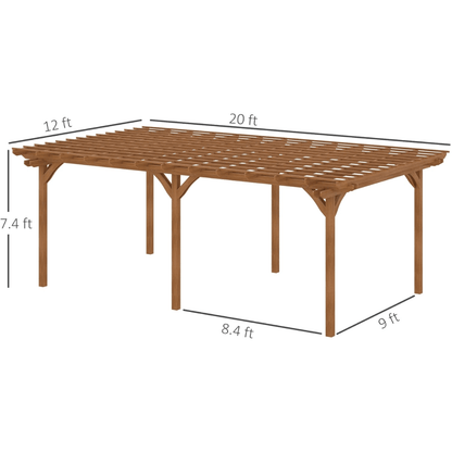 Outsunny 12′ x 20′ DIY Deck Outdoor Wood Pergola image 3