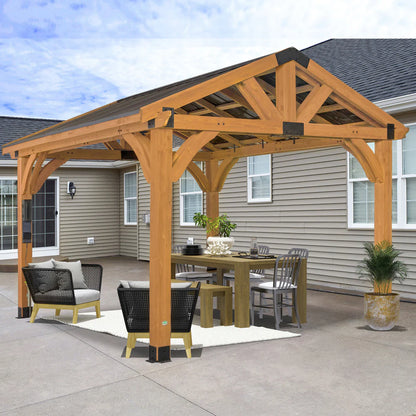 Backyard Discovery Arlington 12×12 Gazebo with Electric – Lt Brown image 1