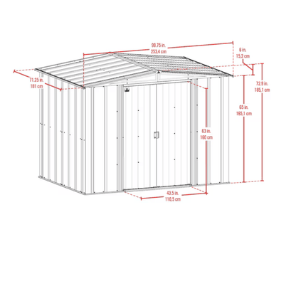 Newport 8 ft. W x 6 ft. D 2-Tone Eggshell and Coffee Galvanized Metal Shed with Sliding Lockable Doors (43 sq. ft.) image 4