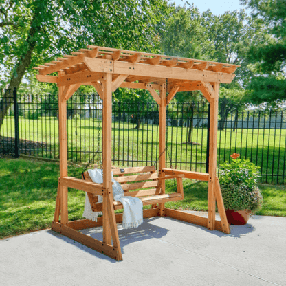Backyard Discovery Callahan Cedar Wood Outdoor Pergola Swing Bench image 6