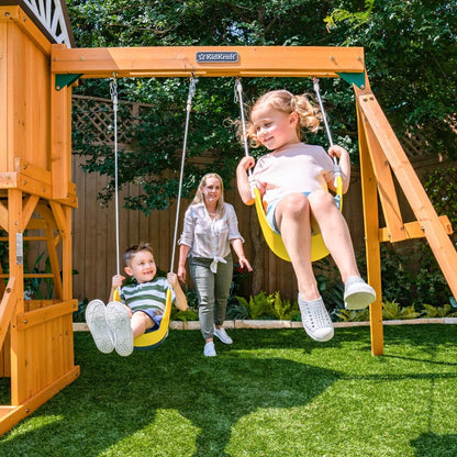 KidKraft Laurel Retreat Multi-Level Clubhouse Swing Set with Two Slides and Two Swings image 5