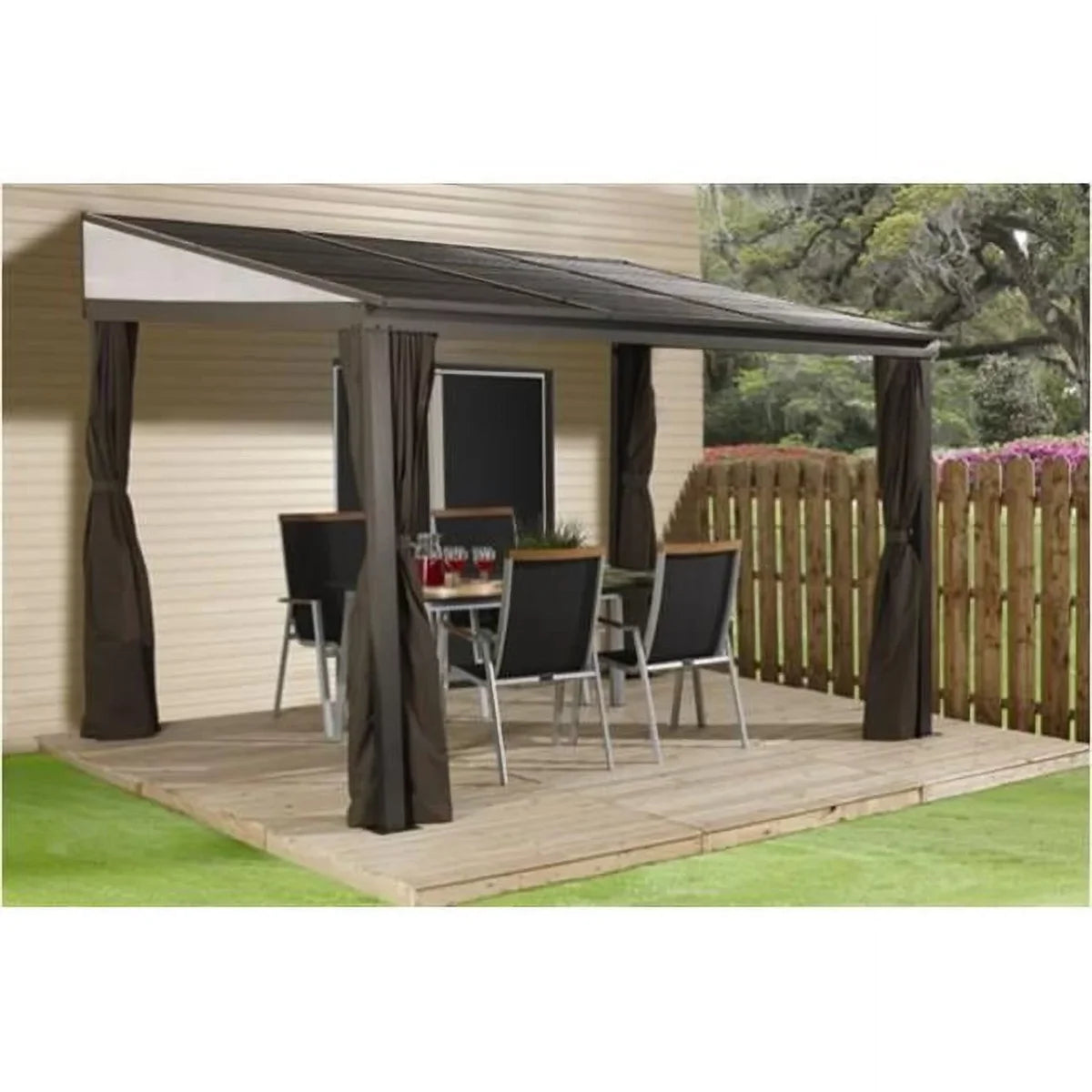 Sojag 500-9165470 10 x 12 ft. Portland No. 53 Wall Gazebo Steel Roof image 1