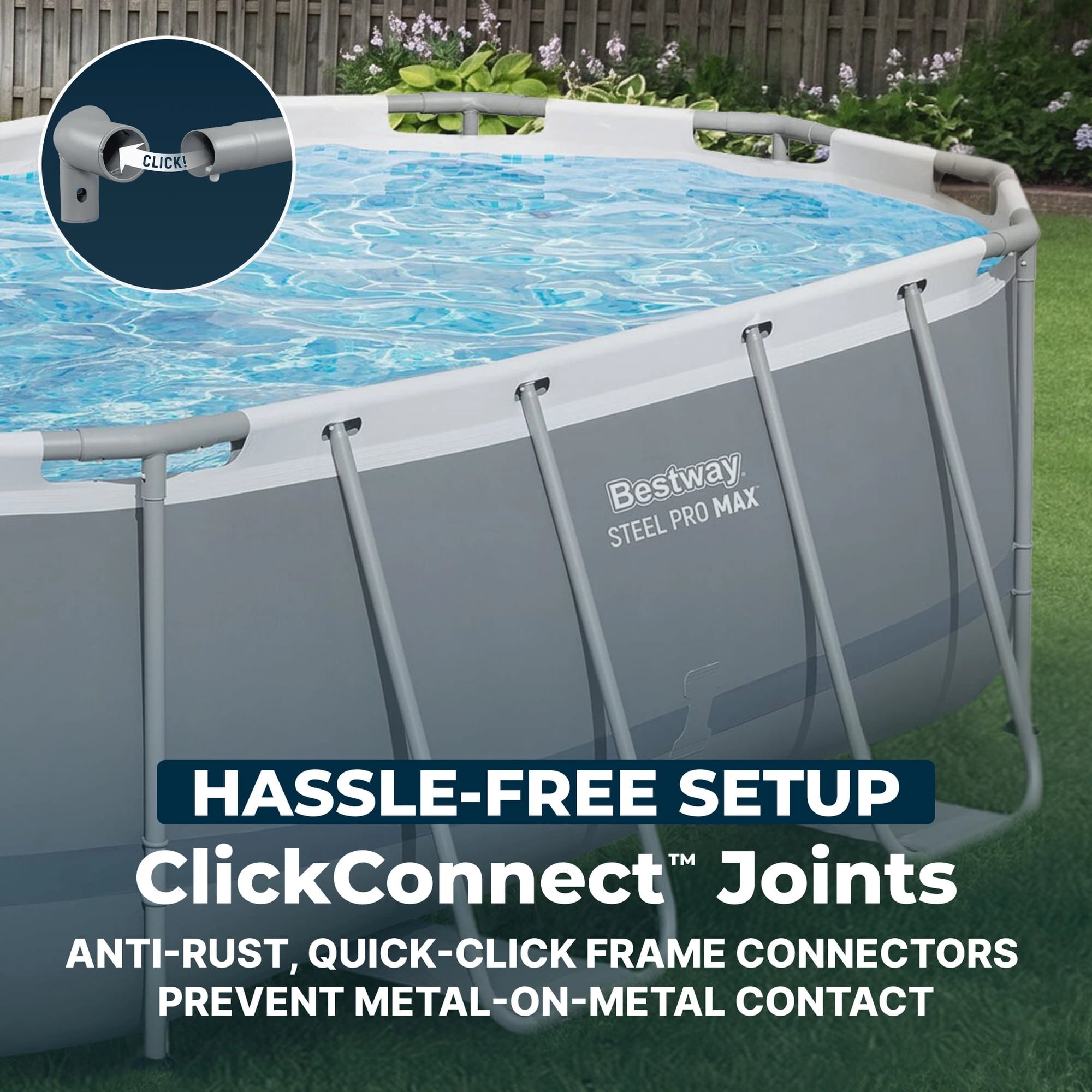 Bestway Steel Pro MAX 14 ft x 8 ft 2 in x 39.5 In, Oval Above Ground Pool Set, Outdoor Frame Swimming Pool image 7