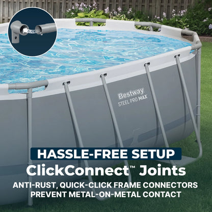 Bestway Steel Pro MAX 14 ft x 8 ft 2 in x 39.5 In, Oval Above Ground Pool Set, Outdoor Frame Swimming Pool image 7