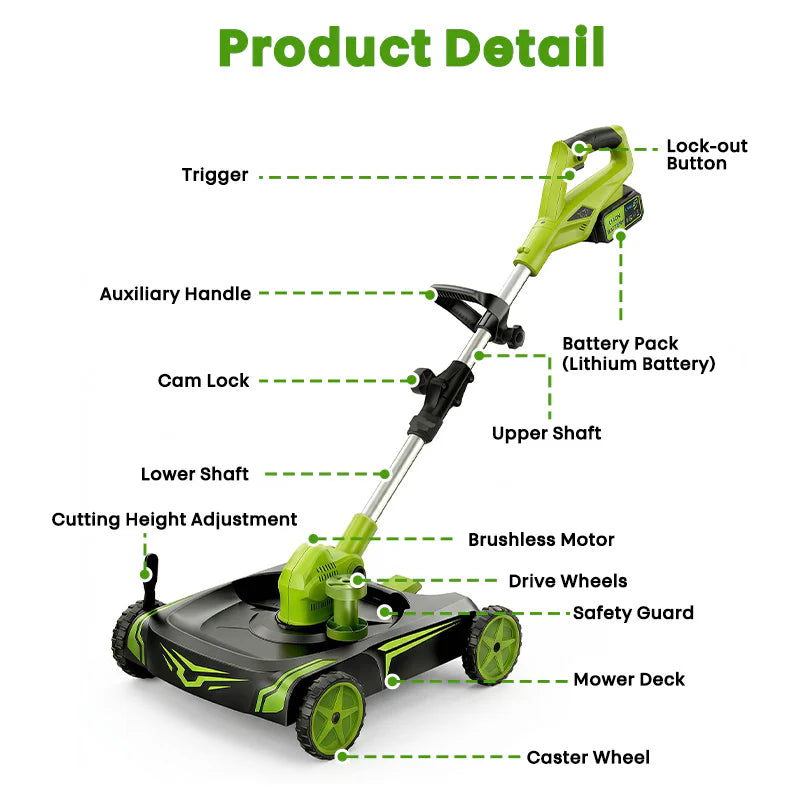 IToolMax 12-Inch Electric Weed Wacker & Eater with Detachable 4-Wheel Base image 9