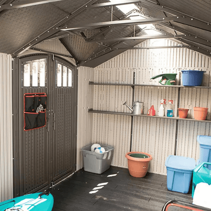 Lifetime 8′ x 17.5′ Outdoor Storage Shed Dual Entry, Tan image 4