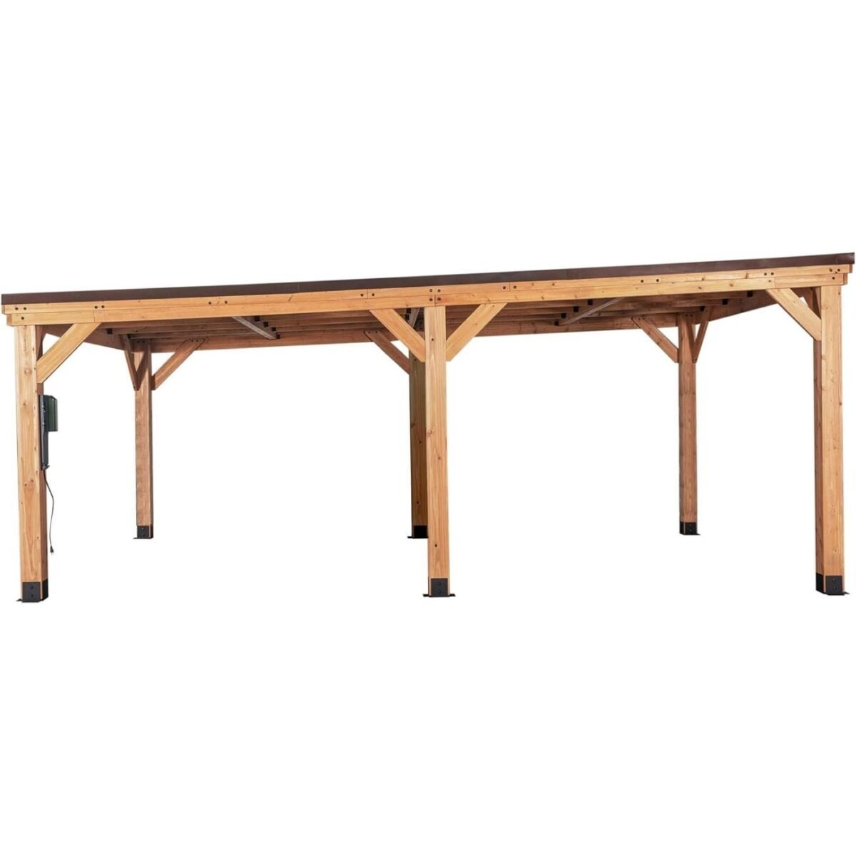 Backyard Discovery Kingsport 20′ x 20′ Cedar Wood Carport with Steel Roof image 0