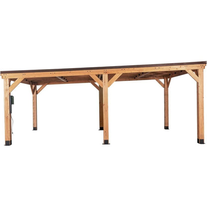 Backyard Discovery Kingsport 20′ x 20′ Cedar Wood Carport with Steel Roof image 0