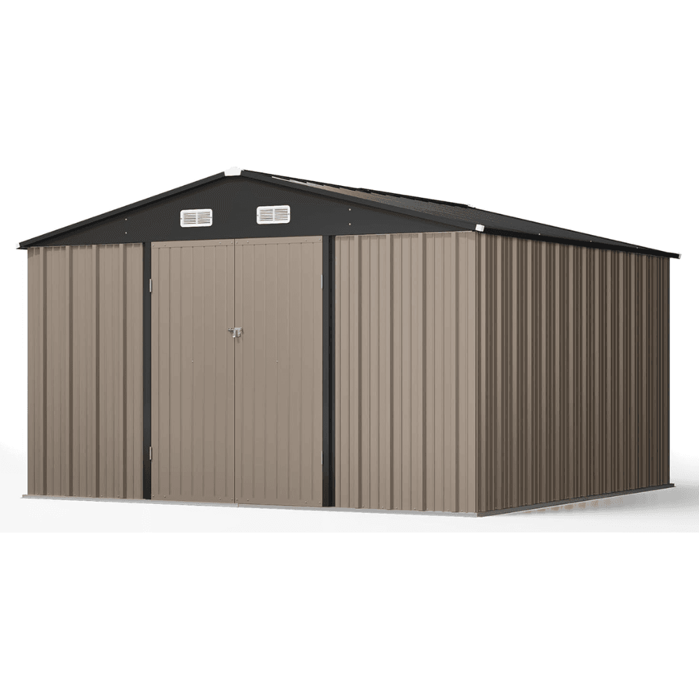 VEIKOUS 10 ft. W x 10 ft. D Outdoor Metal Storage Shed in Gray (100 sq. ft.) image 0