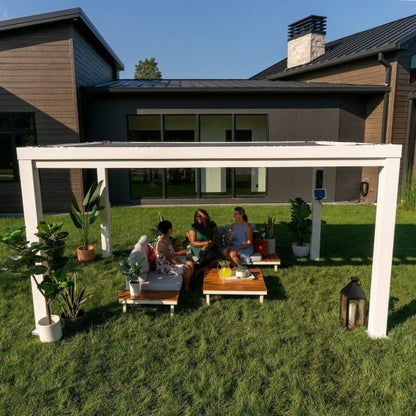 14×10 Windham Modern Steel Pergola With Sail Shade Soft Canopy image 9