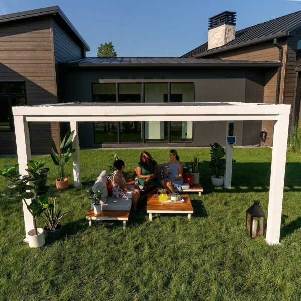 14×10 Windham Modern Steel Pergola With Sail Shade Soft Canopy image 9