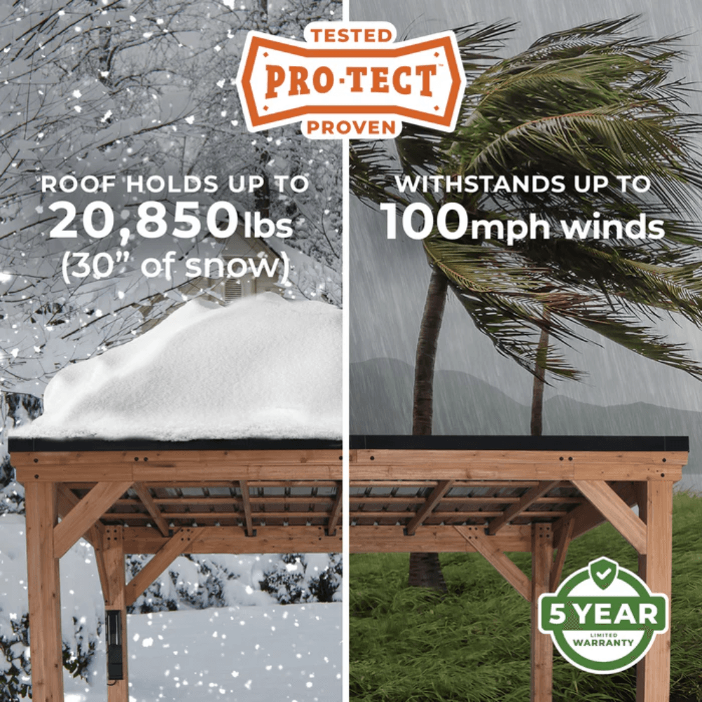 Backyard Discovery Kingsport 20′ x 20′ Cedar Wood Carport with Steel Roof image 10