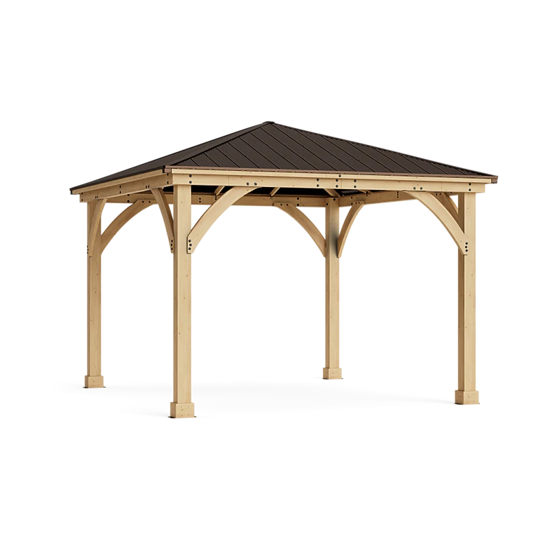 Yardistry Meridian 12×12 Cedar Gazebo with Aluminum Roof image 1