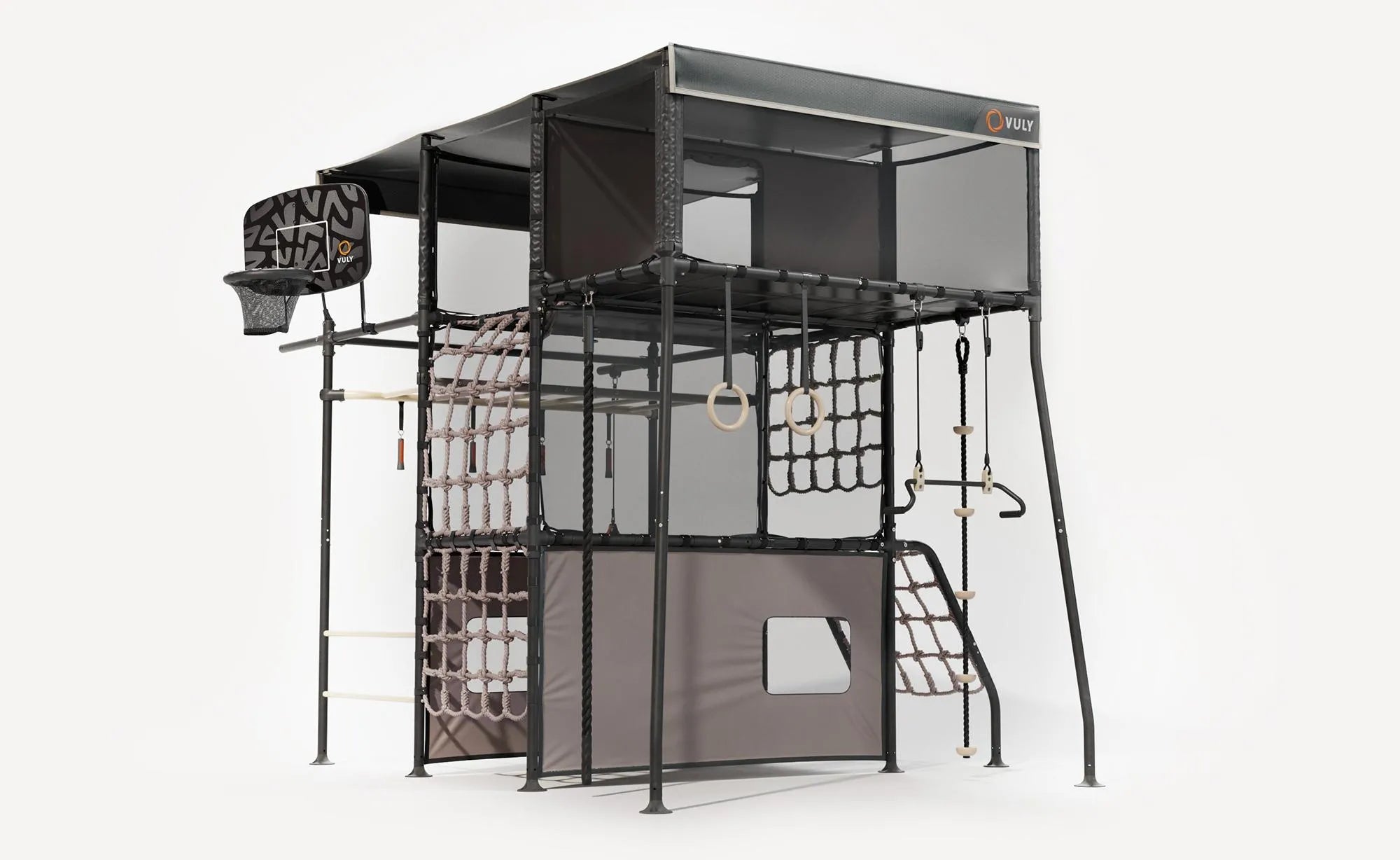 Vuly Quest 2.1 Treehouse Monkey Bar Playset with Multi-Level Rope Net and Hideout Spaces image 0