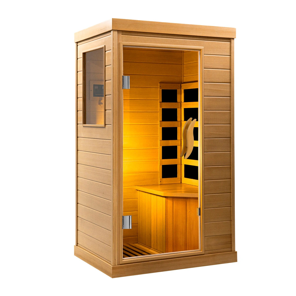 HomeMiYN Far Infrared Wood Sauna Box ,traditional Sauna Room Indoor Home Spa Low-emf Dry Saunas Single Person Spa Canada Hemlock,nature image 0