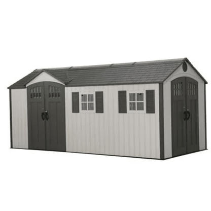 Lifetime 8′ x 17.5′ Outdoor Storage Shed Dual Entry, Tan image 0