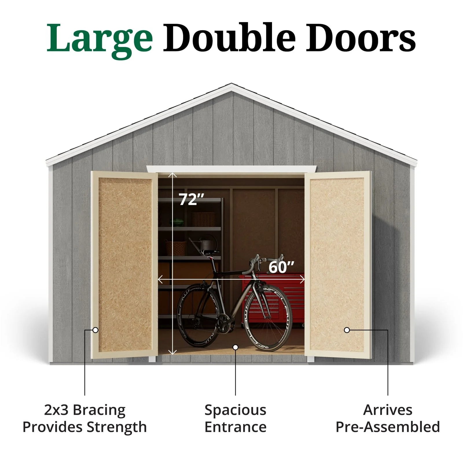 Home shed Little Cottage Co Value Gable Wood Shed Kit Blaze 32 In. image 2