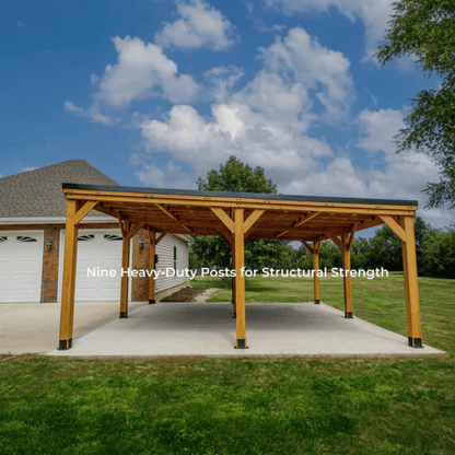 Backyard Discovery Kingsport 20′ x 20′ Cedar Wood Carport with Steel Roof image 8