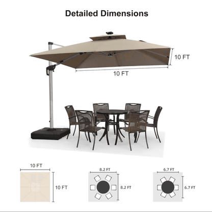 PURPLE LEAF Double Top Deluxe Solar Powered LED Square Patio Umbrella image 7