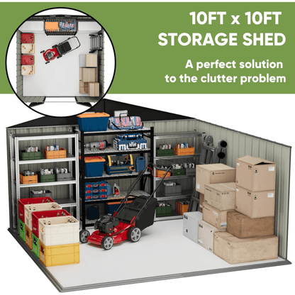 VEIKOUS 10 ft. W x 10 ft. D Outdoor Metal Storage Shed in Gray (100 sq. ft.) image 2