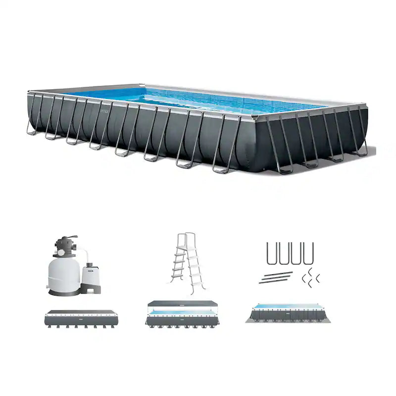 Intex 32′ x 16′ x 52″ Rectangular Ultra XTR Frame Above Ground Swimming Pool Set – 32 ft x 16 ft x 52 in image 0