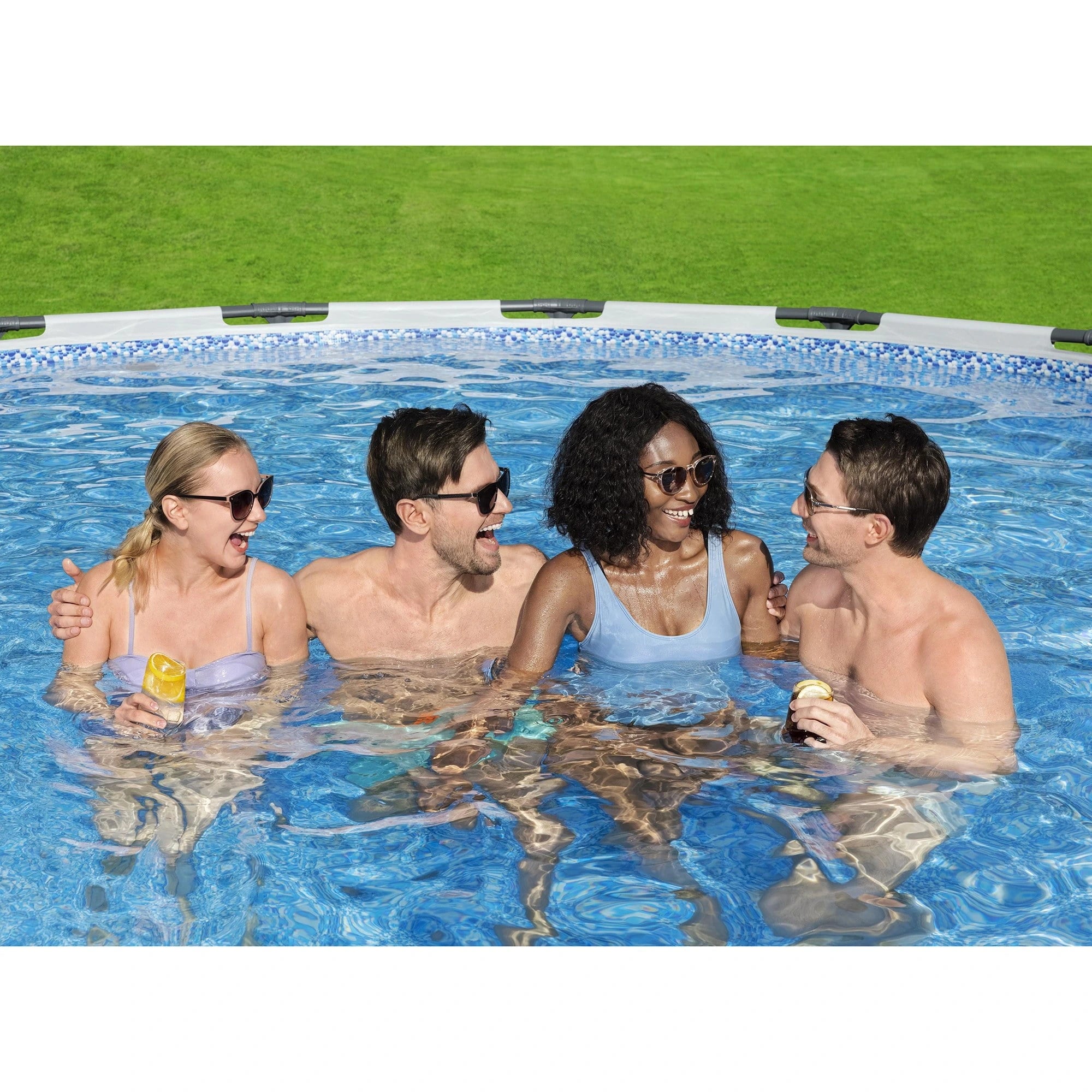 Bestway Steel Pro MAX 15′ x 48″ Prismatic Stone Pool Set| Durable Construction, Easy Assembly, and All-Inclusive Accessories – above ground pool set with filter pump, ladder, and pool cover image 7