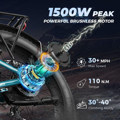 LEONX Aipas M2 Electric Mountain Bike – 1500W, 30MPH, 26″ Fat Tires image 2