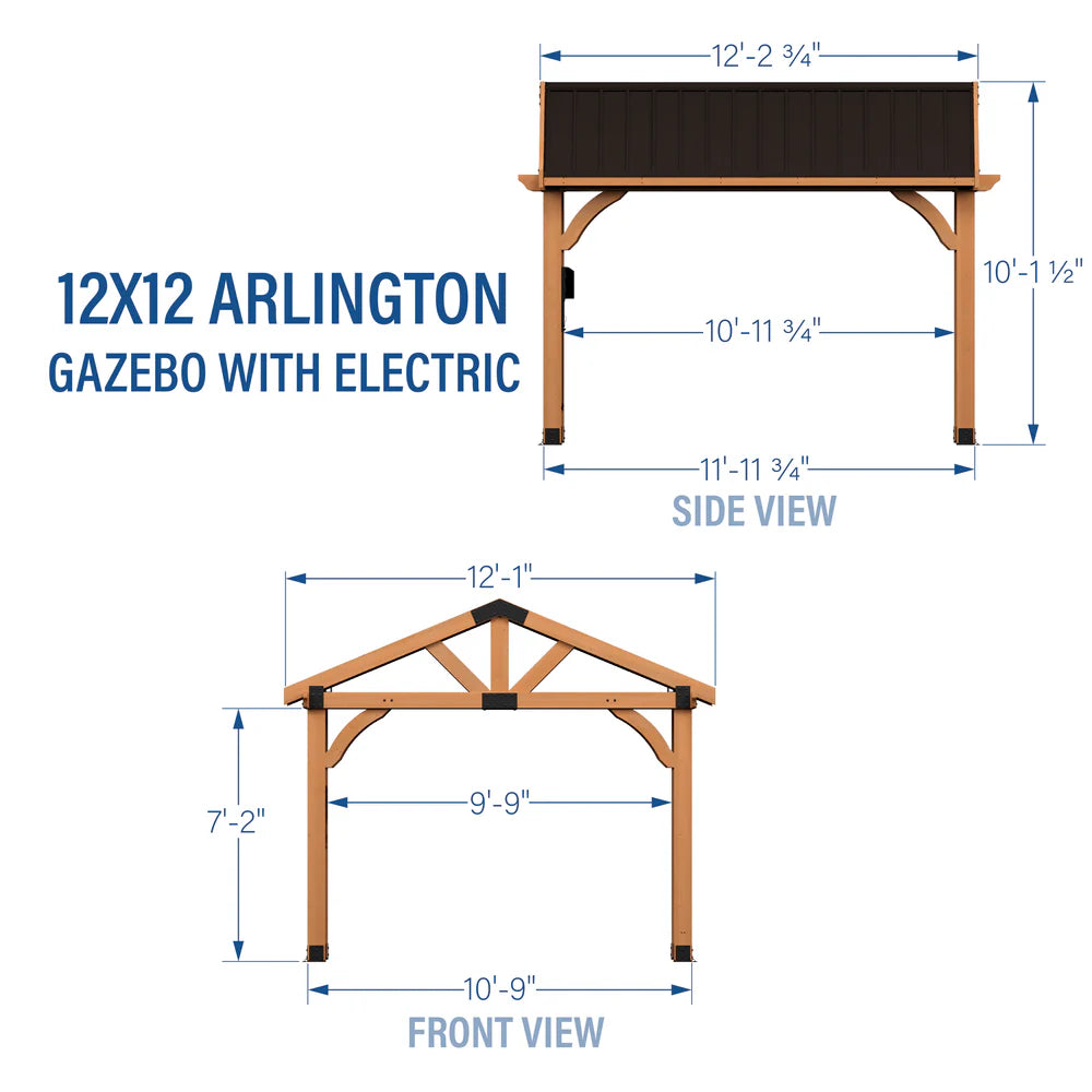 Backyard Discovery Arlington 12×12 Gazebo with Electric – Lt Brown image 3