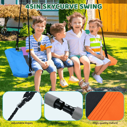 9.5′ Heavy Duty Metal Swing Set with Belt Swing, Trapeze Bar image 1
