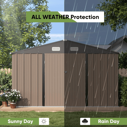 VEIKOUS 10 ft. W x 10 ft. D Outdoor Metal Storage Shed in Gray (100 sq. ft.) image 4