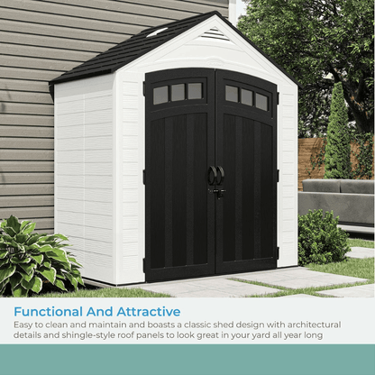 Suncast Vista 7 ft. x 4 ft. Resin Standard Modern Storage Shed with Floor Kit image 5