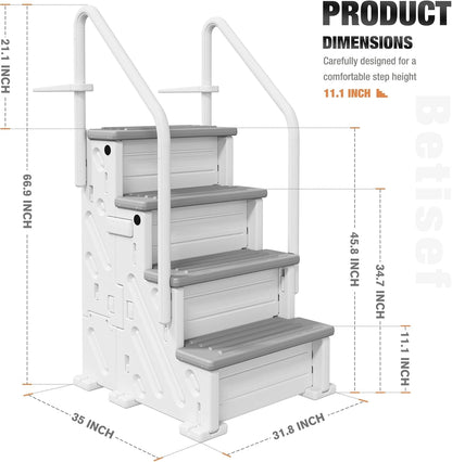 BETISEF Pool Ladder Above Ground, Heavy Duty 4Step Pool Ladder with Dual Handrails and Nonslip Steps, 500 LBS Load Capacity, for 46-58 Inch image 1