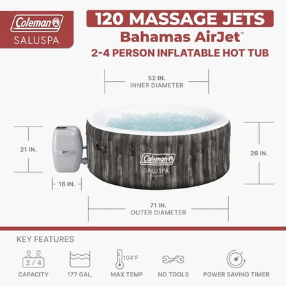 Coleman SaluSpa Bahamas AirJet 2-4 Person Circle Inflatable Hot Tub with Pump #P08411 image 2