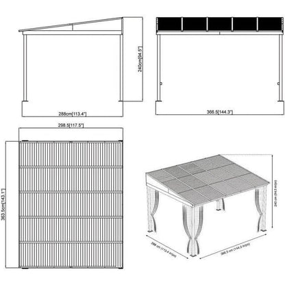 Sojag 500-9165470 10 x 12 ft. Portland No. 53 Wall Gazebo Steel Roof image 3