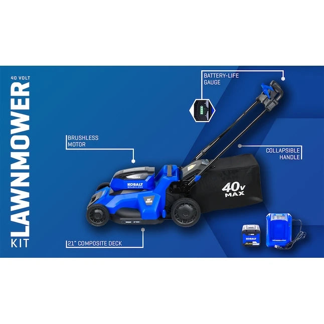 Kobalt 40-Volt 21-in Brushless Battery Push Lawn Mower 6 Ah (Battery and Charger Included) image 1