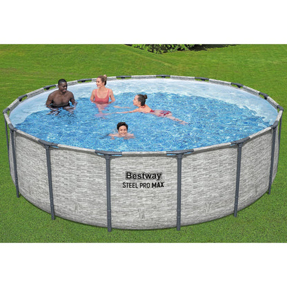 Bestway: Steel Pro MAX – 16′ x 48″, Grey -Round Above Ground Swimming Pool Set, ClickConnect Frame, Tritech, Filter Pump-Ladder-Cover, 5145 Gal Water image 7