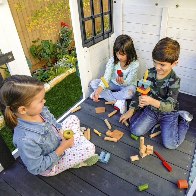 Wrangler Way Wooden Swing Set / Playset with Playhouse, 2 Slides and 3 Swings image 2