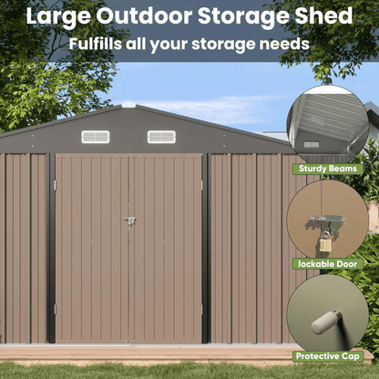 VEIKOUS 10 ft. W x 10 ft. D Outdoor Metal Storage Shed in Gray (100 sq. ft.) image 3
