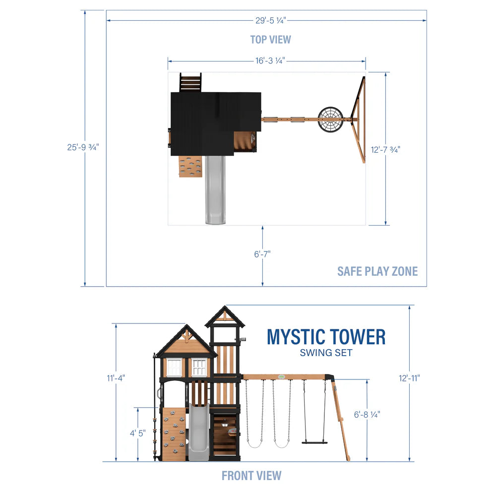 Backyard Discovery Mystic Tower Multi-Level Cedar Swing Set with Hidden Climbing Tower image 1