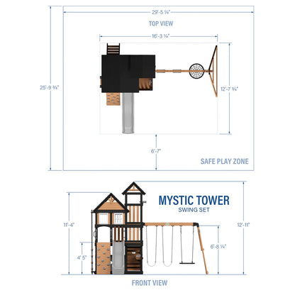 Backyard Discovery Mystic Tower Multi-Level Cedar Swing Set with Hidden Climbing Tower image 1