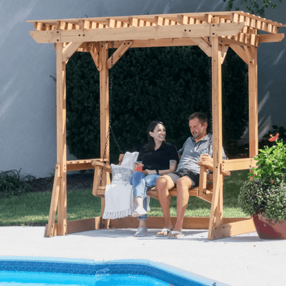 Backyard Discovery Callahan Cedar Wood Outdoor Pergola Swing Bench image 3