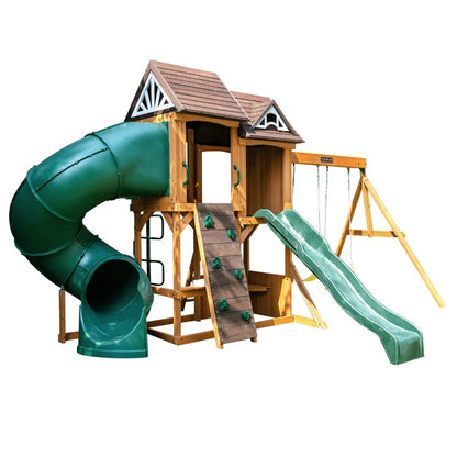 KidKraft Laurel Retreat Multi-Level Clubhouse Swing Set with Two Slides and Two Swings image 8