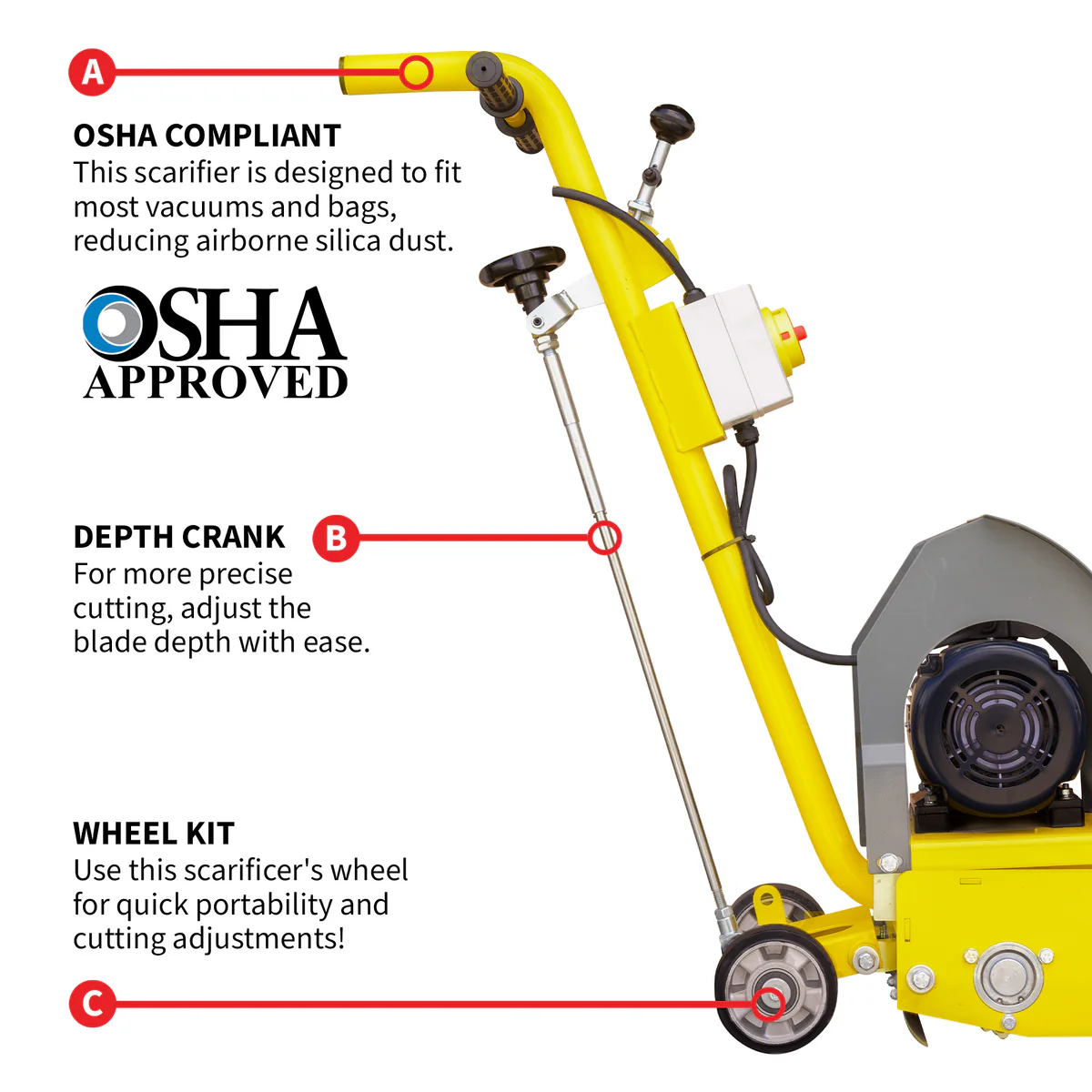 tomahawk power Tomahawk Electric 8 Concrete Scarifier Planer Grinder for Sidewalk Trip Hazard Repair etscar8 + etscar6tcc image 3